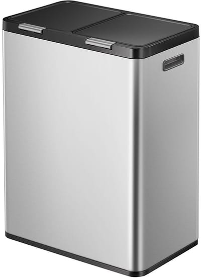 EKO - Essential Touch Recycler 2 Afvalemmer 30+30 liter - Stainless Steel Plastic - matrvs - Prullenbak