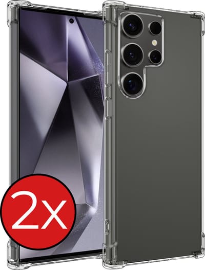 Hoesje - 2 Stuks - Geschikt voor Samsung Galaxy S24 Ultra - Sterk & Shockproof - Back Cover - Siliconen Case - Telefoon Hoes Shock Proof - Telefoonhoes - Transparant