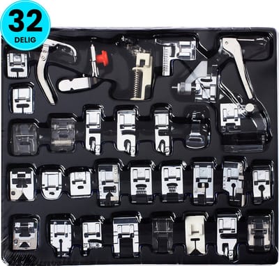 Somstyle 32-Delige Naaivoetjes Set - Universeel - Accessoires Naaien - Naaimachine Voetjes - Zilverkleurig & Transparant