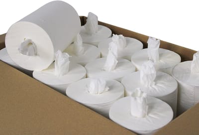 KURTT Mini Poetspapier kokerloos (cellulose), 120 meter 1-laags, 12 poetsrollen per verpakking, stevig papier! ook handig als keukenrol