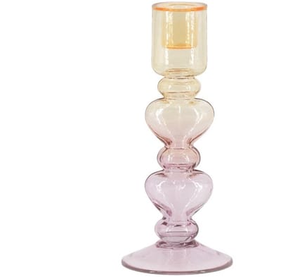 Glazen kaarsenstandaard hartjes two-toned
