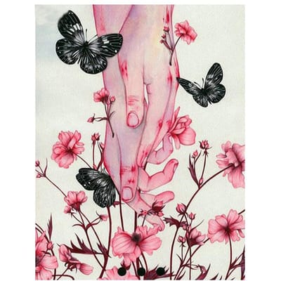 Diamant borduurwerk bloem vlinder meisje hand foto diamant schilderij kruissteek 20X30CM pink