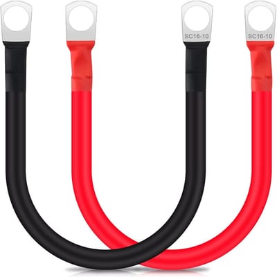 Batterijkabel Set - Accukabel Stroomkabel - Stroomvoorziening Accu - Puur Koper Vernikkeld - 15 cm 5 AWG - Rood Zwart