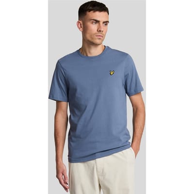 Mistblauw T-shirt met Lyle & Scott-logo op de borst