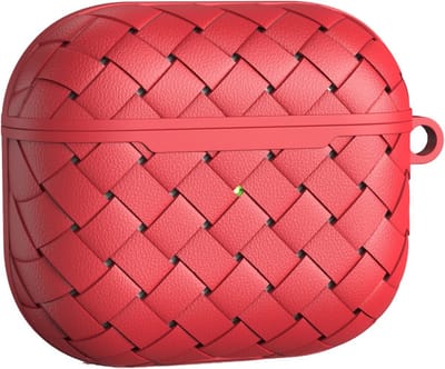 Peachy Woven Protection TPU hoesje met oogje geschikt voor AirPods 3 - rood