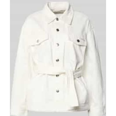 Calvin Klein Washed Cotton Cinched Jacket Chalk White Größe: M | Jeansjacken Outlet | Damen | Weiß