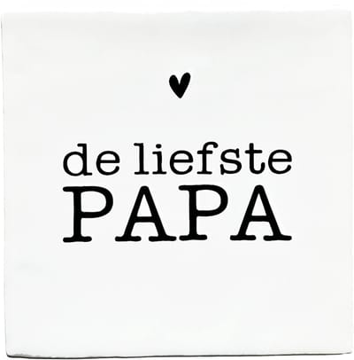 Snoes Spreuktegel – De liefste PAPA – Wit met Zwart – Inclusief Plakhaakje – Handgemaakt Spaans Keramiek 10x10 cm – Vaderdag Cadeau – Persoonlijk Kado Vader