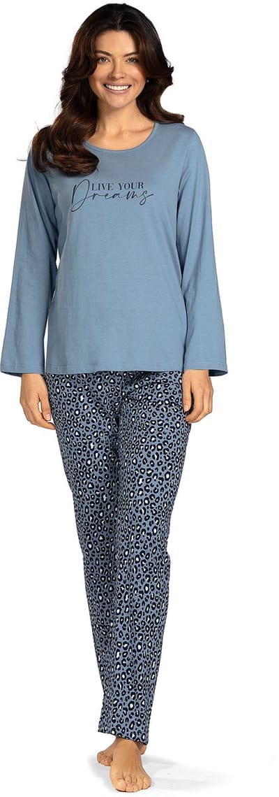 Comtessa - Dames pyjama - Katoen - Blauw - Panter - Maat 46