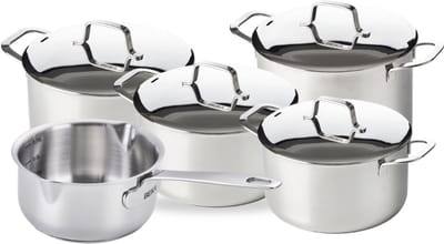Beka Pannenset Maestro 5-Delig - zonder anti-aanbaklaag - geschikt voor alle warmtebronnen (Kookpannen, Steelpan & Soeppan)