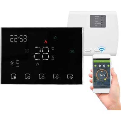 Thermostat numérique intelligent Programmable, contrôleur de température ambiante avec écran tactile LED, WiFi for electric heating with WiFi noir