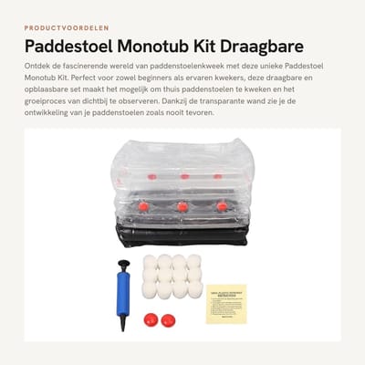 Dailygoods- Paddenstoelkweekset Draagbaar - Monotub Kit - Paddenstoelteelt Thuis - Transparante Wand - Inclusief Pomp - Premium PVC - Paddenstoelkweekkast