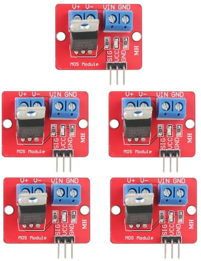 Dailygoody - MOSFET Drive Module - Motoren aansturen - 0-24V key driver - 5 stuks - LED aansturing - Voor motoren en LED's - Geschikt voor diverse toe..