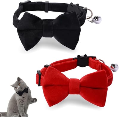 Verstelbare kattenhalsband met bel en strik, 2-delige set voor kittens en kleine honden, veilig en stijlvol voor bruiloften en dagelijks gebruik