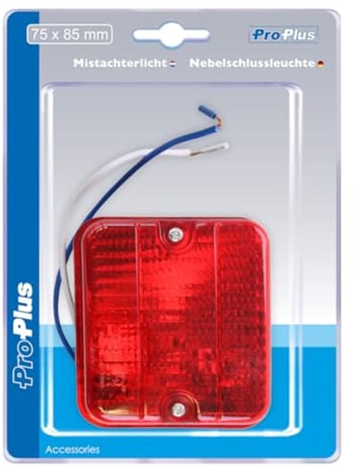 Mistlamp achterzijde voor aanhangwagen, vrachtwagen of caravan - 75 x 85 mm