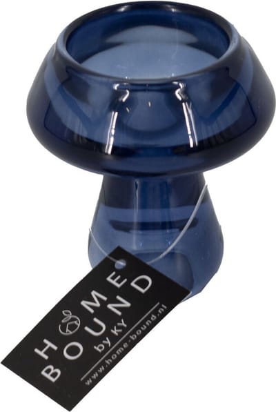 Glazen waxine- en kaarsenstandaard blauw