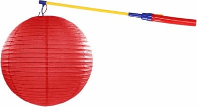 Rode lampion 35 cm met lampionstokje - Sint Maarten lampionnen