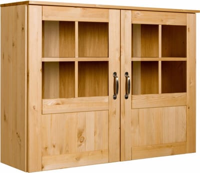 Alby - Wandvitrine met 2 Glazen Deuren - Naturel Grenen - 100 cm