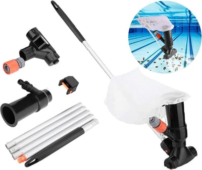 Efficiënte Vloervacuum Cleaner voor Zwembaden en Vijvers, Inclusief Pool Cleaning Kit en Accessoires, 1.5 m Slang