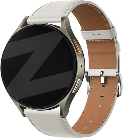 Bandz Smartwatch bandje 18mm leer 'easy fit' - geschikt voor Huawei Watch GT 5 Pro - 42mm / Watch GT 5 - 41mm / GT 4 - 41mm / Watch 5 - 42mm - Fossil Gen 5e - 42mm / Gen 6 - 42mm - Withings ScanWatch Light / Steel HR - 36mm (wit)