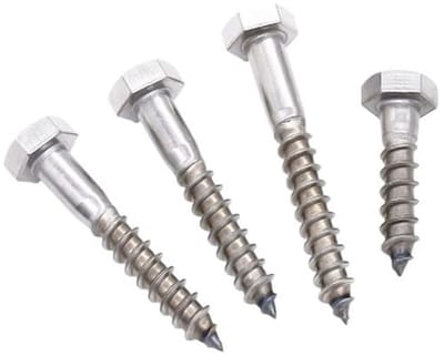 Zelf Tappende Schroeven - Houtbouten - Houtverbindingen Maken - Roestvrij Staal 304 - M6 10 Stuks - Zilver