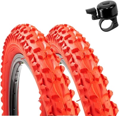 Fietsbanden Set - Banden Set - Fietsonderhoud - Inclusief Bel - 26 Inch - Rood