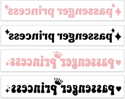 Passenger Princess Stickers 4 Stuks - Auto Accessoires - Prinses Passagierskroon met Sterren - Voor Raamdecoratie - m-winkel