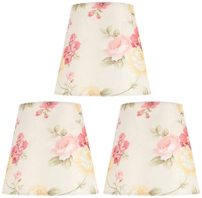 Allecto - Kleine Lampenkap - Tafellamp Accessoire - Premium Kwaliteit - 3 Stuks - Bloempatroon - Oogbescherming - E14 Clip-on - Decoratief