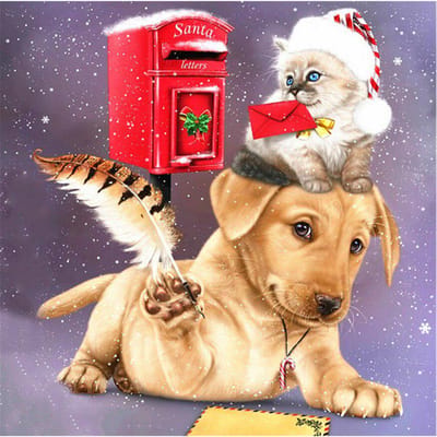 Diamant schilderij dier diamant borduurwerk hond Kerstmis diamant kruissteek 30x30CM red