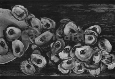Lilo Raymond - Oysters - Vintage dubbele kaarten - Zwart-wit - Set van 10 kaarten met eco-katoen enveloppen