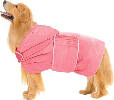 Droogjas voor honden - Microvezel badjas met capuchon en buikbanden, sneldrogend en ultra-absorberend