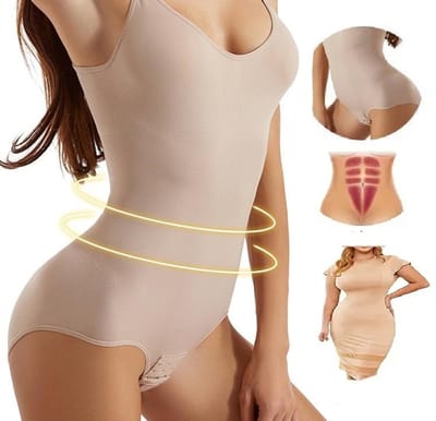 Shapewear voor Vrouwen – Full Body Shaper – Taille- en Buikcorrectie – Naadloze Bodysuit – Beige – Maat L