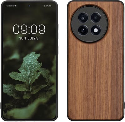 kwmobile telefoonhoesje geschikt voor OnePlus 13R - Hoesje met bumper in donkerbruin - Backcover - hout