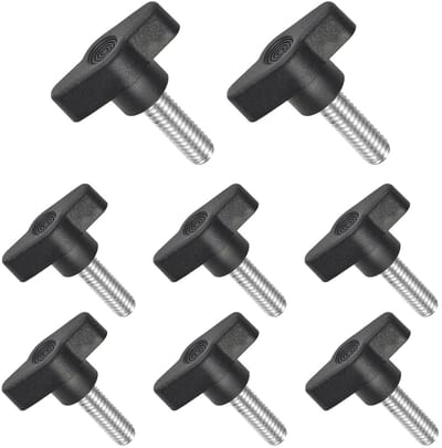 T-knop met geknurlde schroeven voor bevestiging, zwart handvat, M8*25mm, ideaal voor meubels en apparatuur