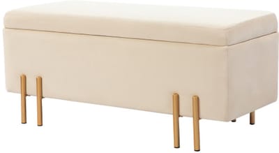 Bank 100 x 40 x 42 cm Beige Hout Bedbank Schoenenbank Opbergbank Zachte Comfortabele Zitbank Geschikt voor Woonkamer, Slaapkamer, Gang
