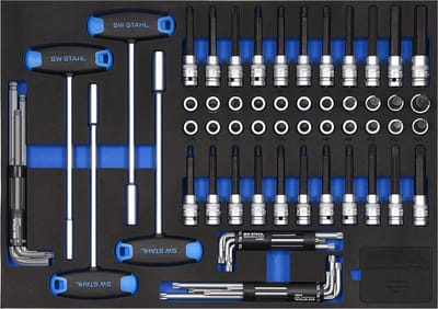 SW-Stahl Z3011-11 Serie werkplaatswagens, dopsleutel 1/2", 72-delig, gereedschapswagen-inzetstukken, professionele werkplaatsuitrusting, gereedschapsinzet voor voertuigen