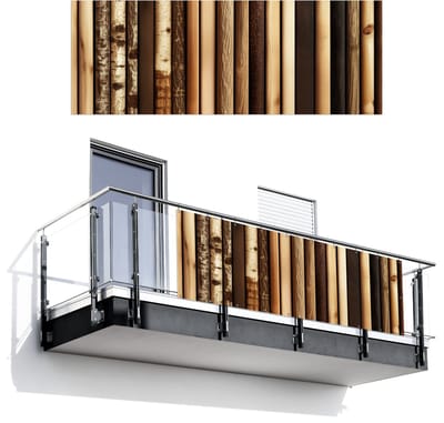 Balkonscherm 300x110 cm - Balkonposter Hout - Planken - Natuurlijk - Balkon scherm decoratie - Balkonschermen - Balkondoek zonnescherm