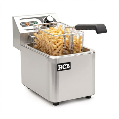 HCB® - Professionele Horeca frituurpan - Friteuse - 4.5 liter - 230V - RVS / INOX frietketel - frietpannen - frietpan - 38.5x22x31.5 cm (DxBxH) - 2500W - 2583
