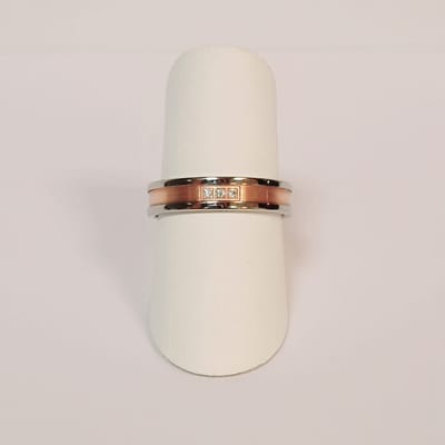 Trouwring - dames - Aller Spanninga - 123-45 - roségoud - witgoud - 14 karaat - diamant 0.03 crt totaal - sale Juwelier Verlinden St. Hubert - van €1035,= voor €595,=