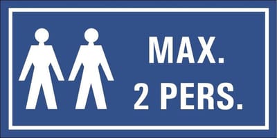 Maximaal 2 personen tekststicker 150 x 75 mm