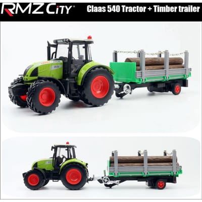 Claas Tractor Frontlader Transport Landbouwvrachtwagen Rmz Stads Speelgoedauto 1/32 Boerderij Model Diecast Miniatuur Cadeau Voor Jongen Kinderen gray