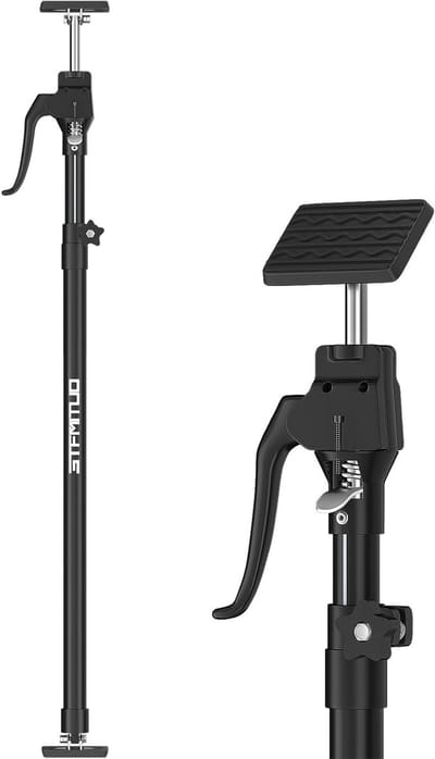 Steunstang Telescopisch - Hulpstang Gipsplaat - Kasten Ophangen - Fijnafstelbare Handgreep - 125-290 cm - Zwart
