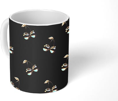 Mok - Koffiemok - Patroon - Kersen - Goud - Chrome - Mokken - 350 ML - Beker - Koffiemokken - Theemok