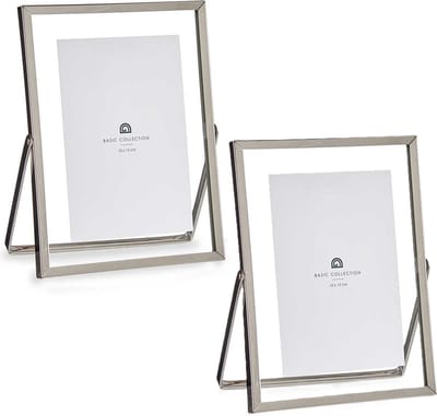 Giftdecor Fotolijstje voor 10 x 15 cm foto - 2x - zilver - metaal - Modern - frame 16 x 21 cm