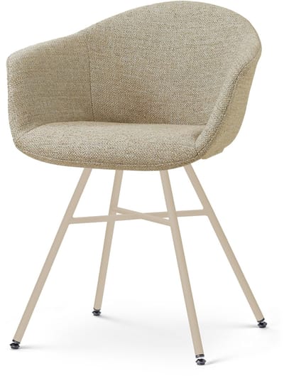 Nolon Noa-Otis Eetkamerstoel Taupe Melange - Beige Onderstel - Armstoel - Japandi - Comfortabel - Stoffen