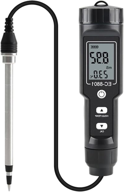 Bodem EC Tester - Geleidbaarheid Meter - Planten Verzorgen - Verwijderbare Elektrode - 0-10 mS/cm - Zwart