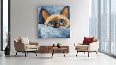 Vierkant Canvas Schilderij - Dieren - Schattige Kat met Grote Ogen - Wanddecoratie - Kinderkamer - 40x40 cm
