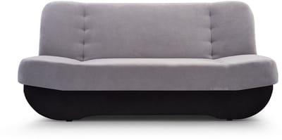 Zitsbank met slaapfunctie en opbergruimter, een bank voor de woonkamer, 192x87x90 cm - Slaapbank PAFOS - Grijs + Zwart Eco Leer (Soro 90 + Soft 11)