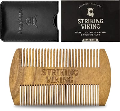 Striking Viking Sandelhouten Baardkam voor Mannen - Zakkam - Zwart