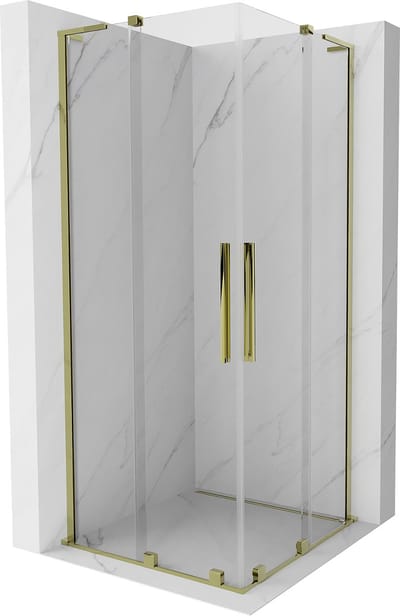 Mexen Velar L Duo schuifdouchecabine 80 x 80 , transparant, goud - 871-080-080-02-03-50