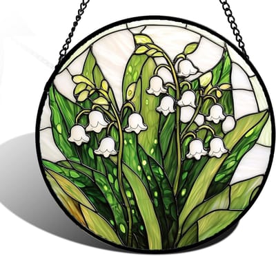 Ronde Acrylaat Zonneschijnvanger met Lelie van het Daalen Motief voor Woonkamer, Keuken en Tuin - Perfect Cadeau voor Vrouwen en Decoratie voor Raam